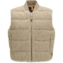 Beige Polyester Sleeveless Jacket
