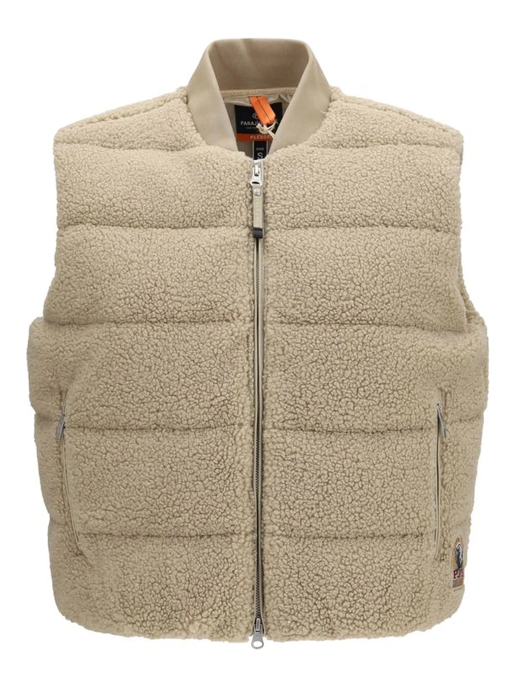 Beige Polyester Sleeveless Jacket