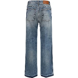 Blue Cotton Straight-Leg Jeans