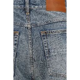 Blue Cotton Straight-Leg Jeans