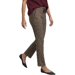 Brown Polyester Casual Pants