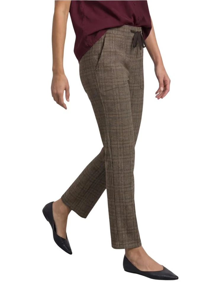 Brown Polyester Casual Pants