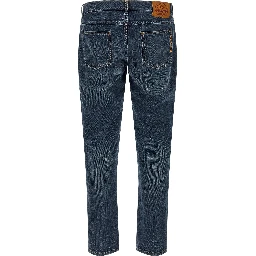 Blue Cotton Straight-Leg Jeans