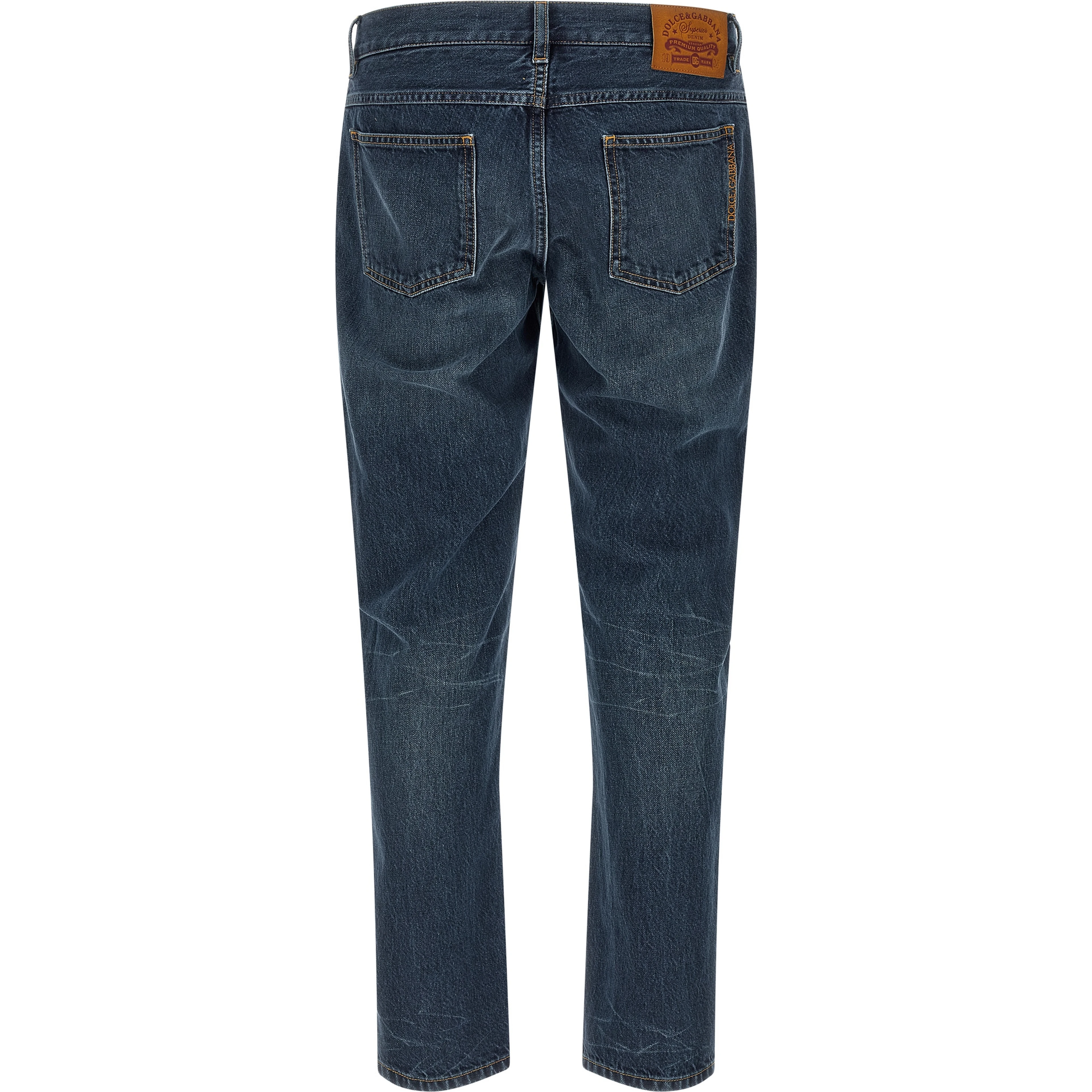 Blue Cotton Straight-Leg Jeans