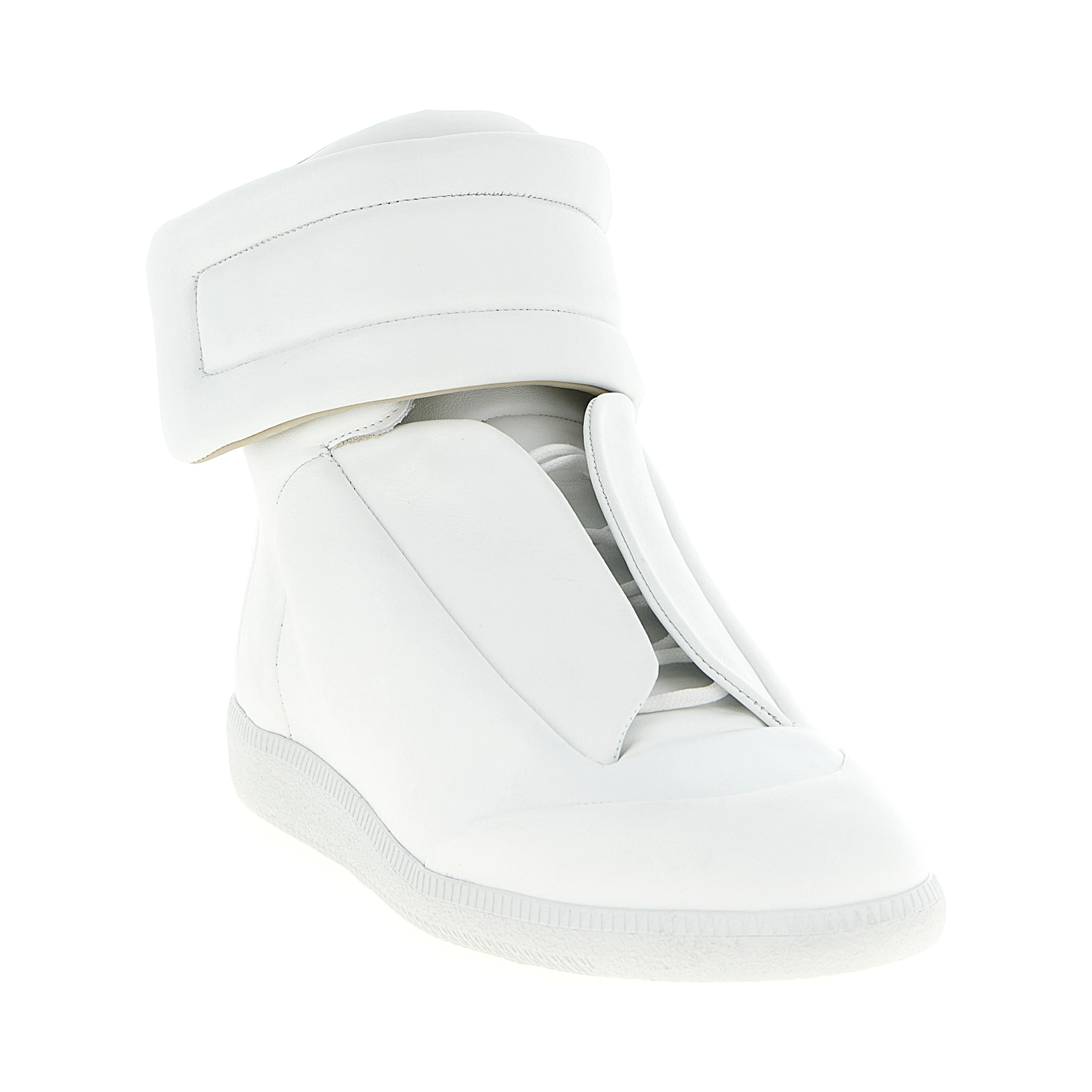White Calfskin High Top Sneakers