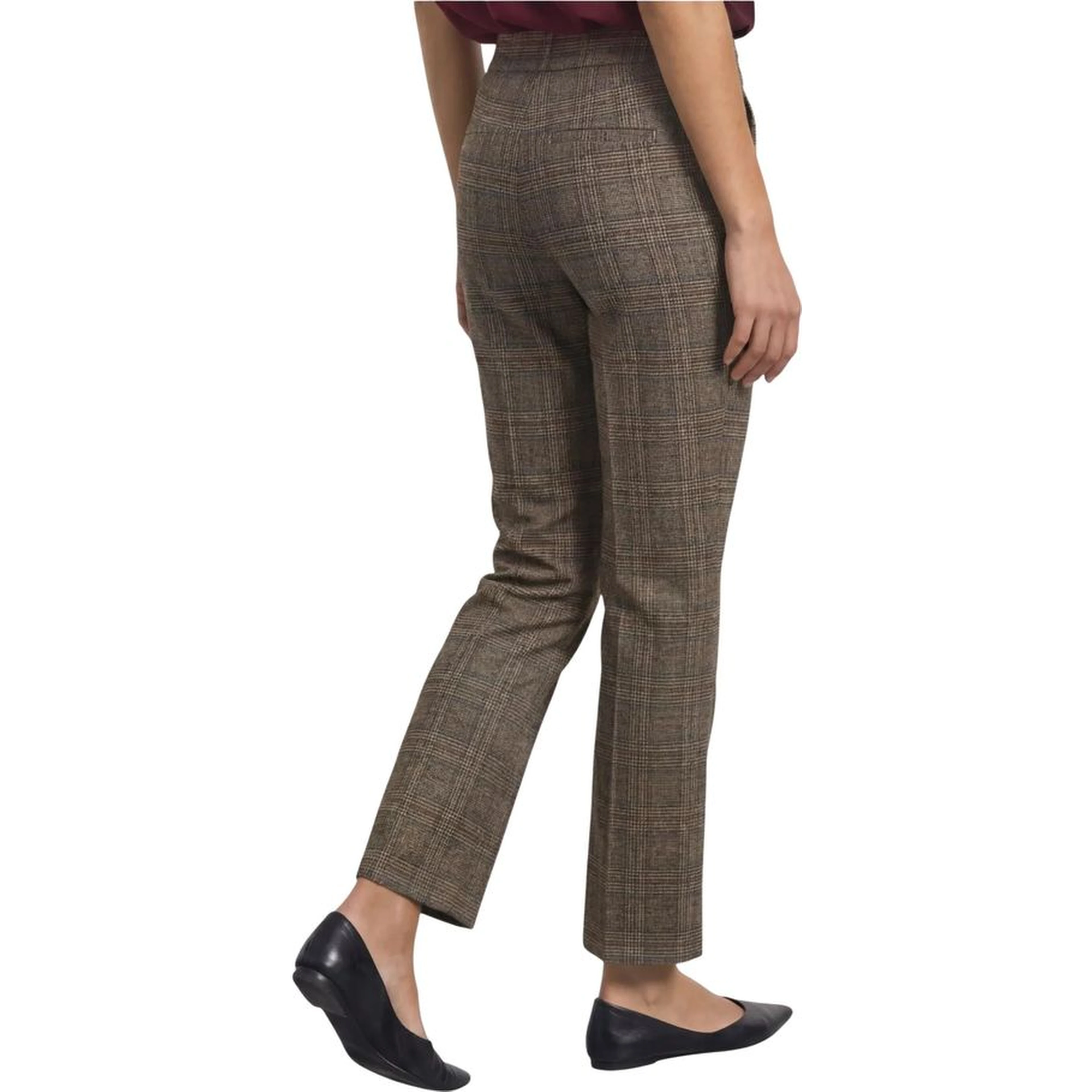 Brown Polyester Casual Pants