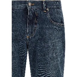 Blue Cotton Straight-Leg Jeans