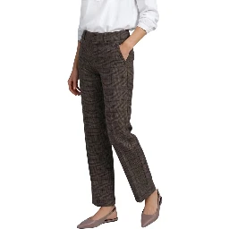 Brown Polyester Casual Pants