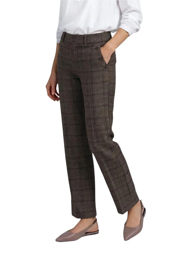 Brown Polyester Casual Pants