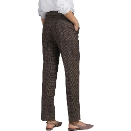 Brown Polyester Casual Pants