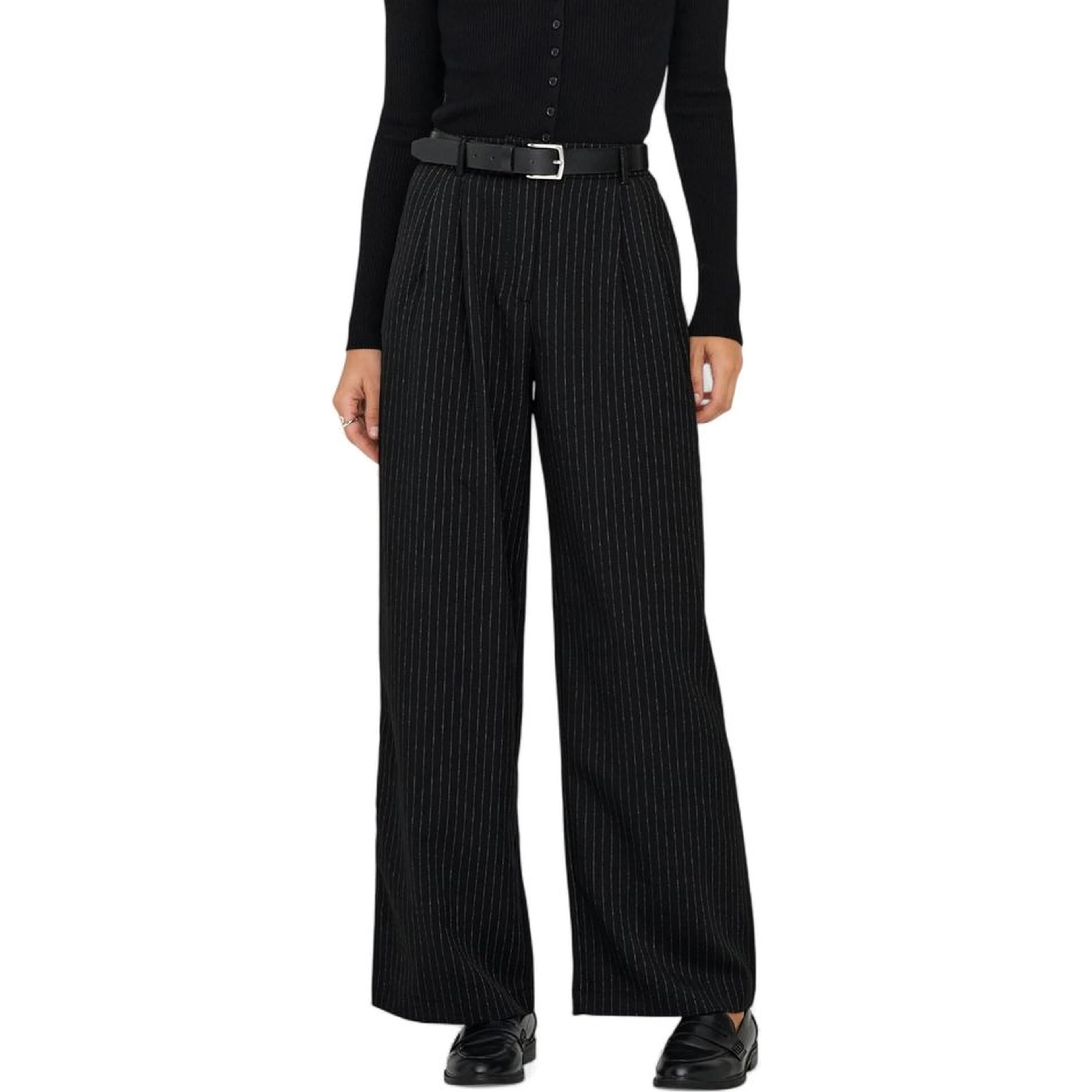 Black Recycled Polyester Casual Pants