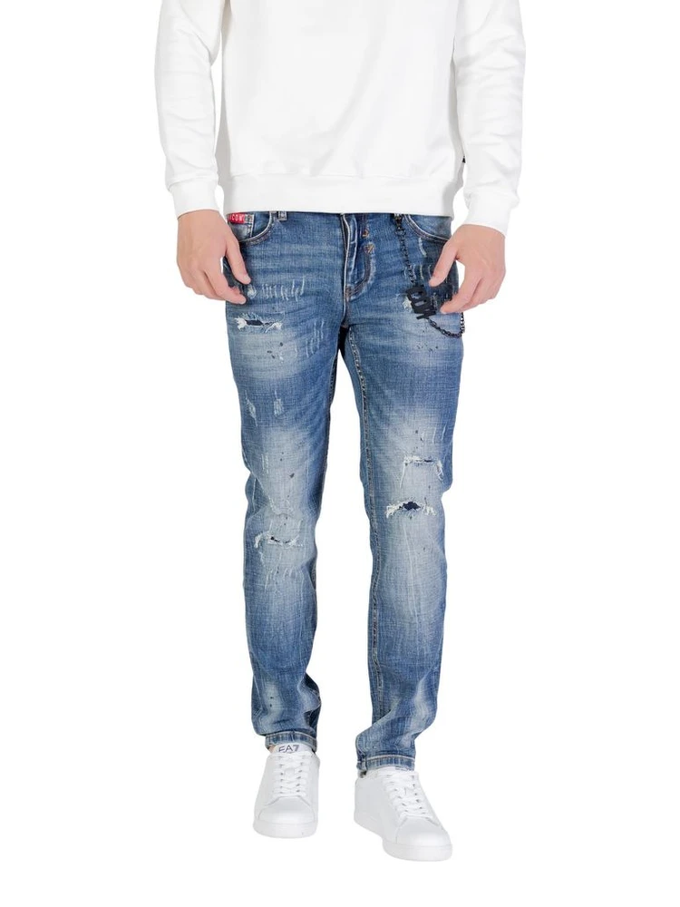 Blue Cotton Skinny Jeans