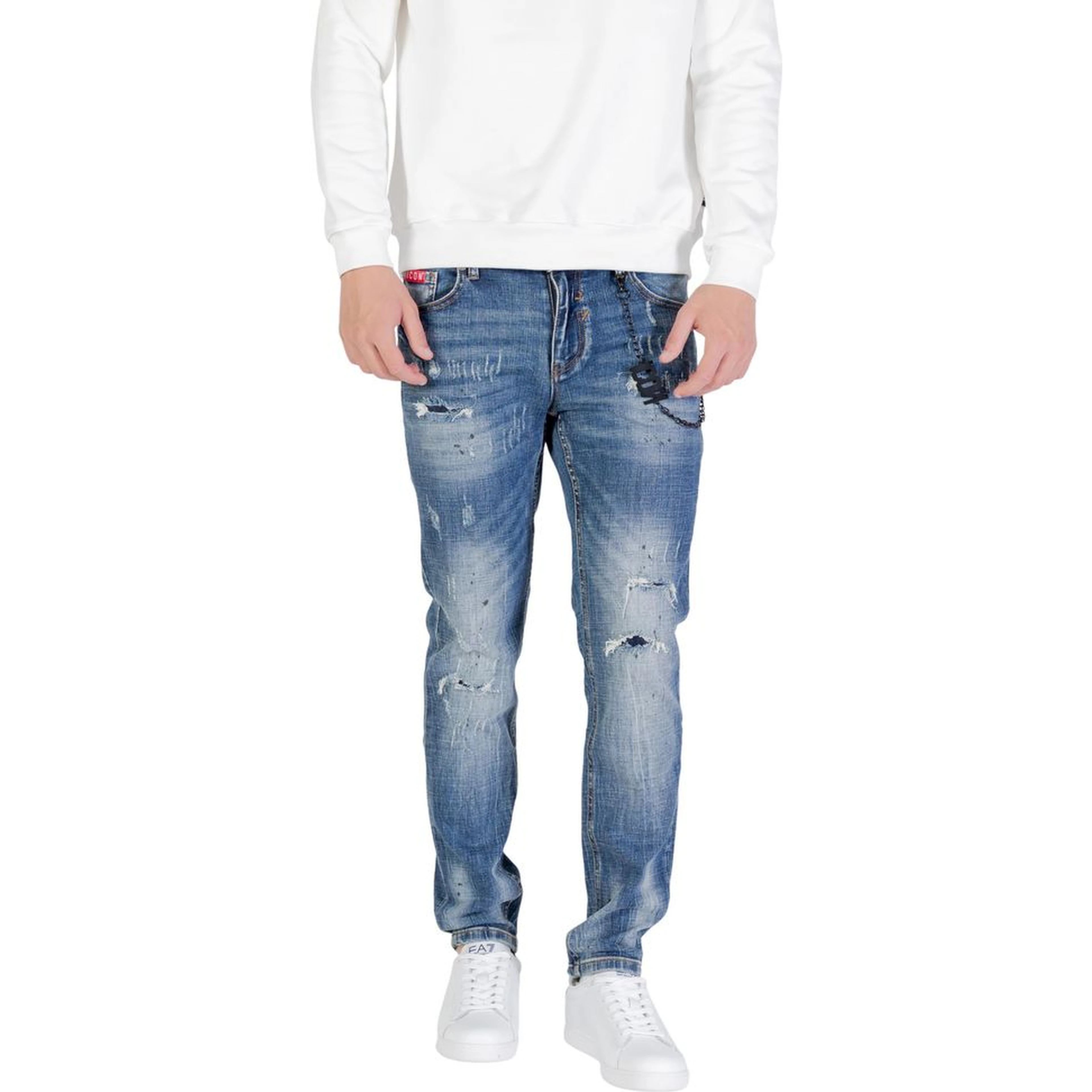 Blue Cotton Skinny Jeans