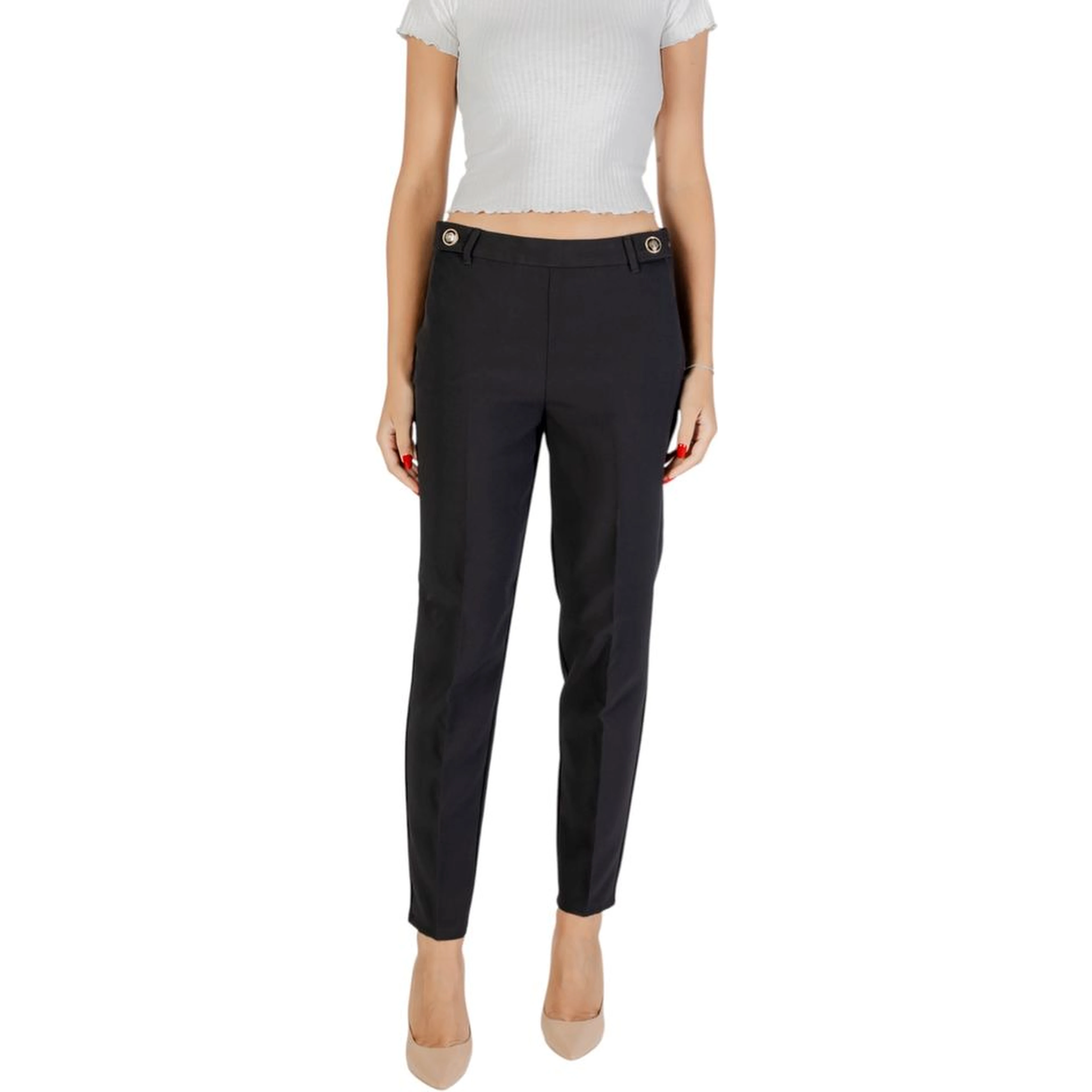 Black Recycled Polyester Casual Pants