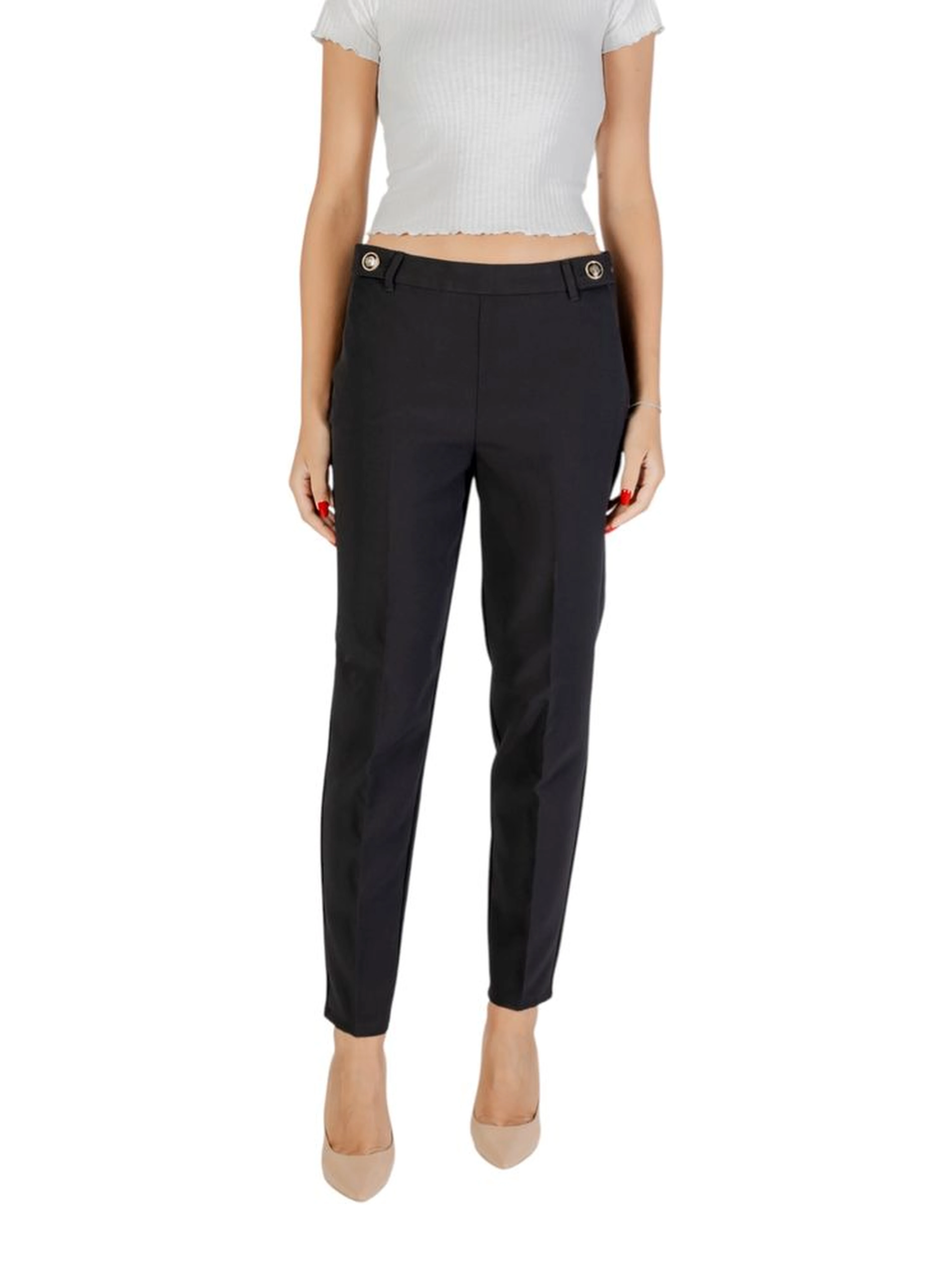 Black Recycled Polyester Casual Pants
