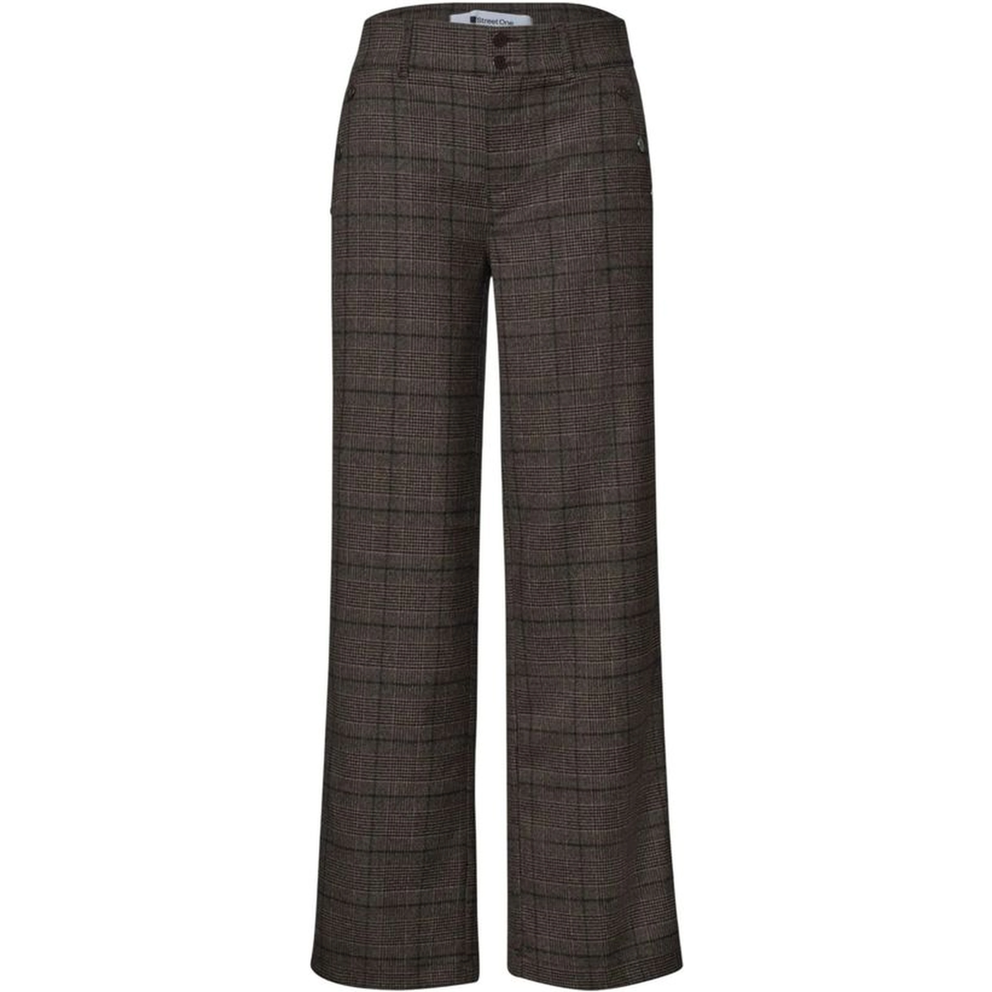 Brown Polyester Casual Pants
