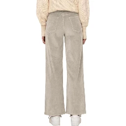 Beige Cotton Cropped Pants