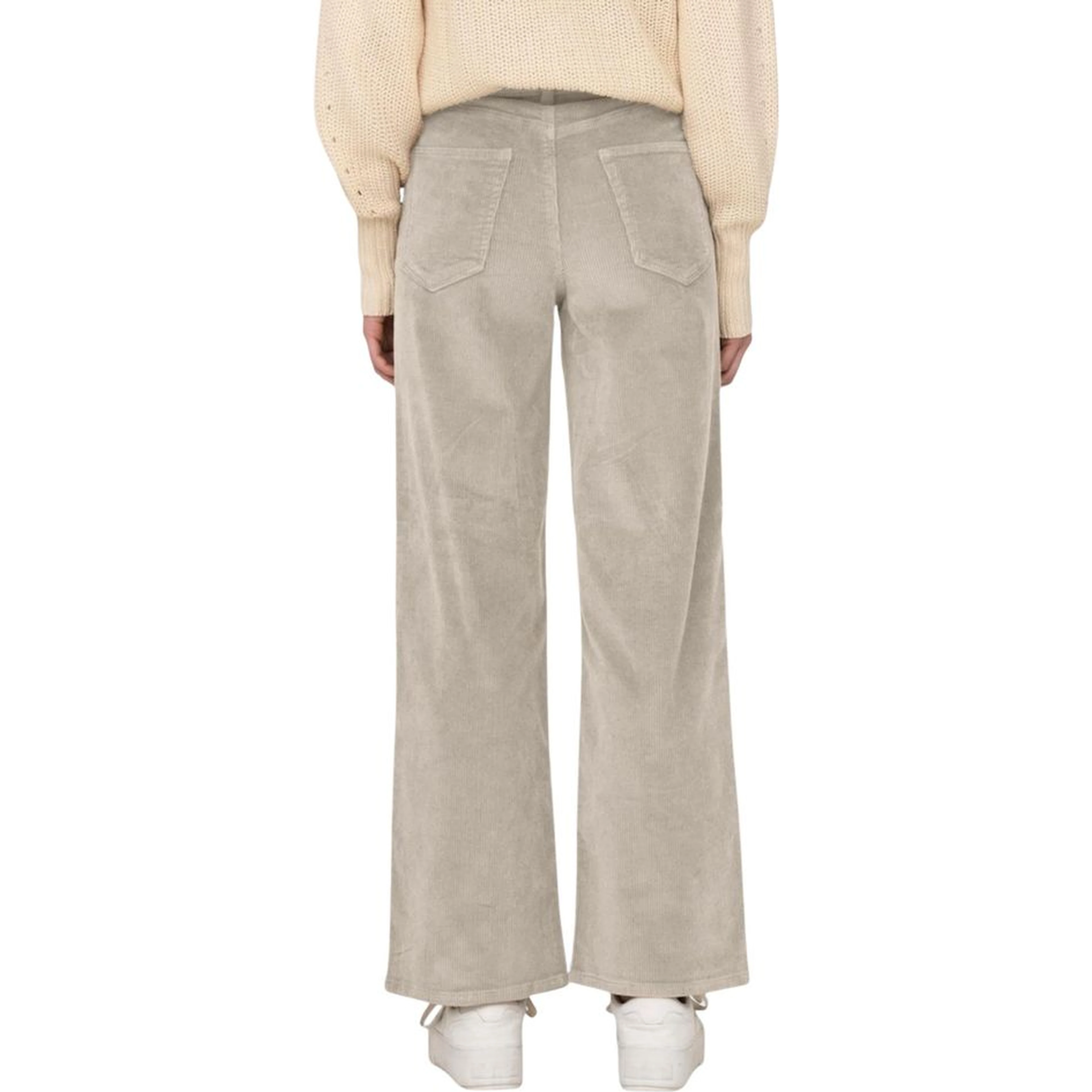 Beige Cotton Cropped Pants