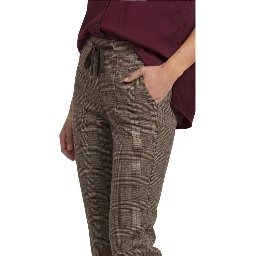 Brown Polyester Casual Pants