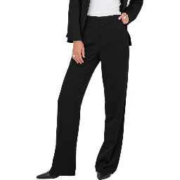 Black Polyester Casual Pants