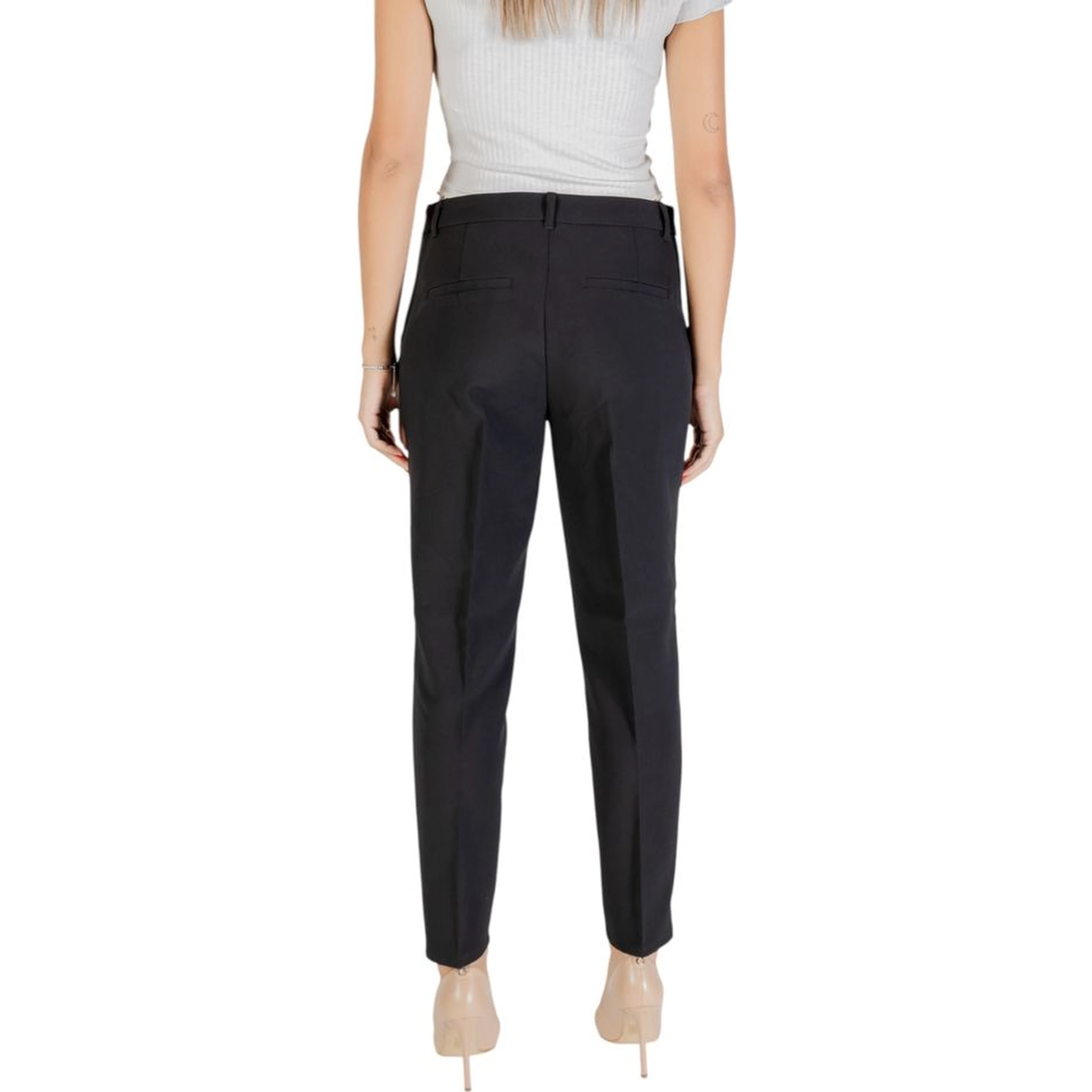 Black Recycled Polyester Casual Pants