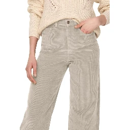 Beige Cotton Cropped Pants
