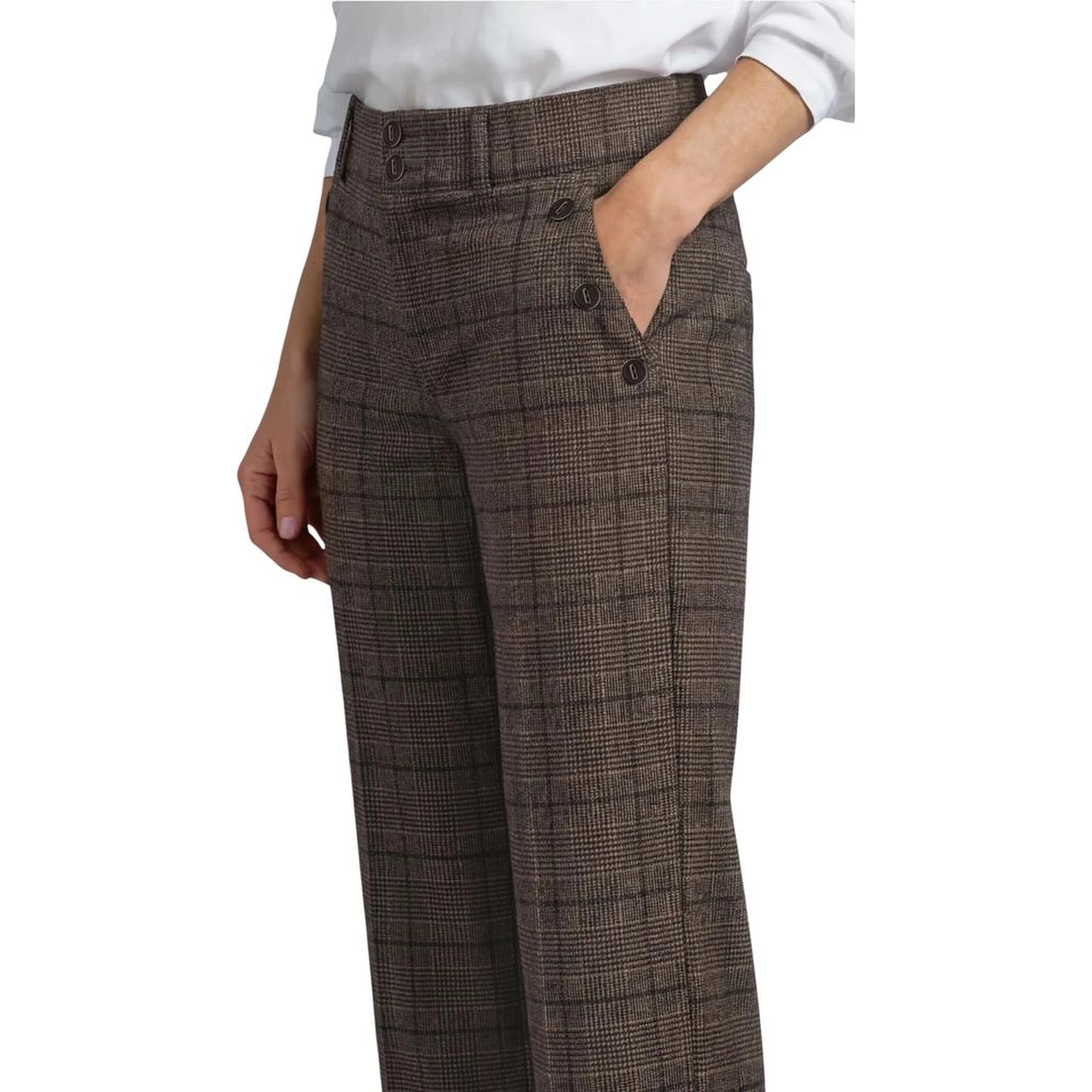Brown Polyester Casual Pants