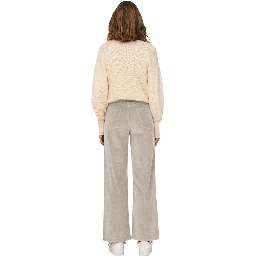 Beige Cotton Cropped Pants
