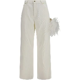 White Cotton Casual Pants