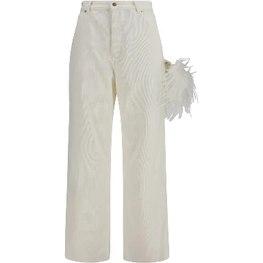 White Cotton Casual Pants