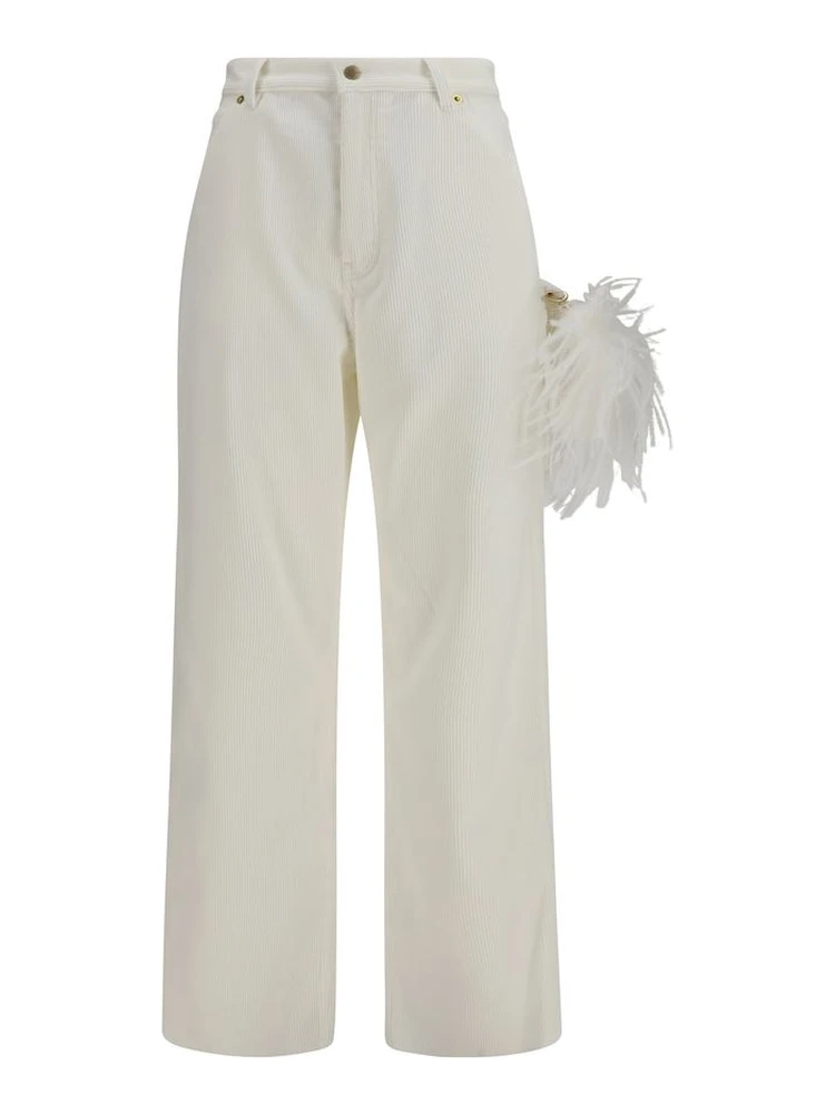 White Cotton Casual Pants