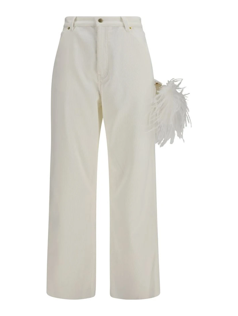 White Cotton Casual Pants