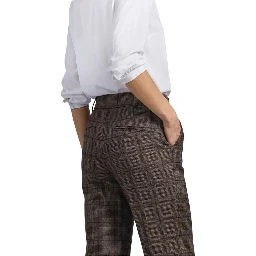 Brown Polyester Casual Pants