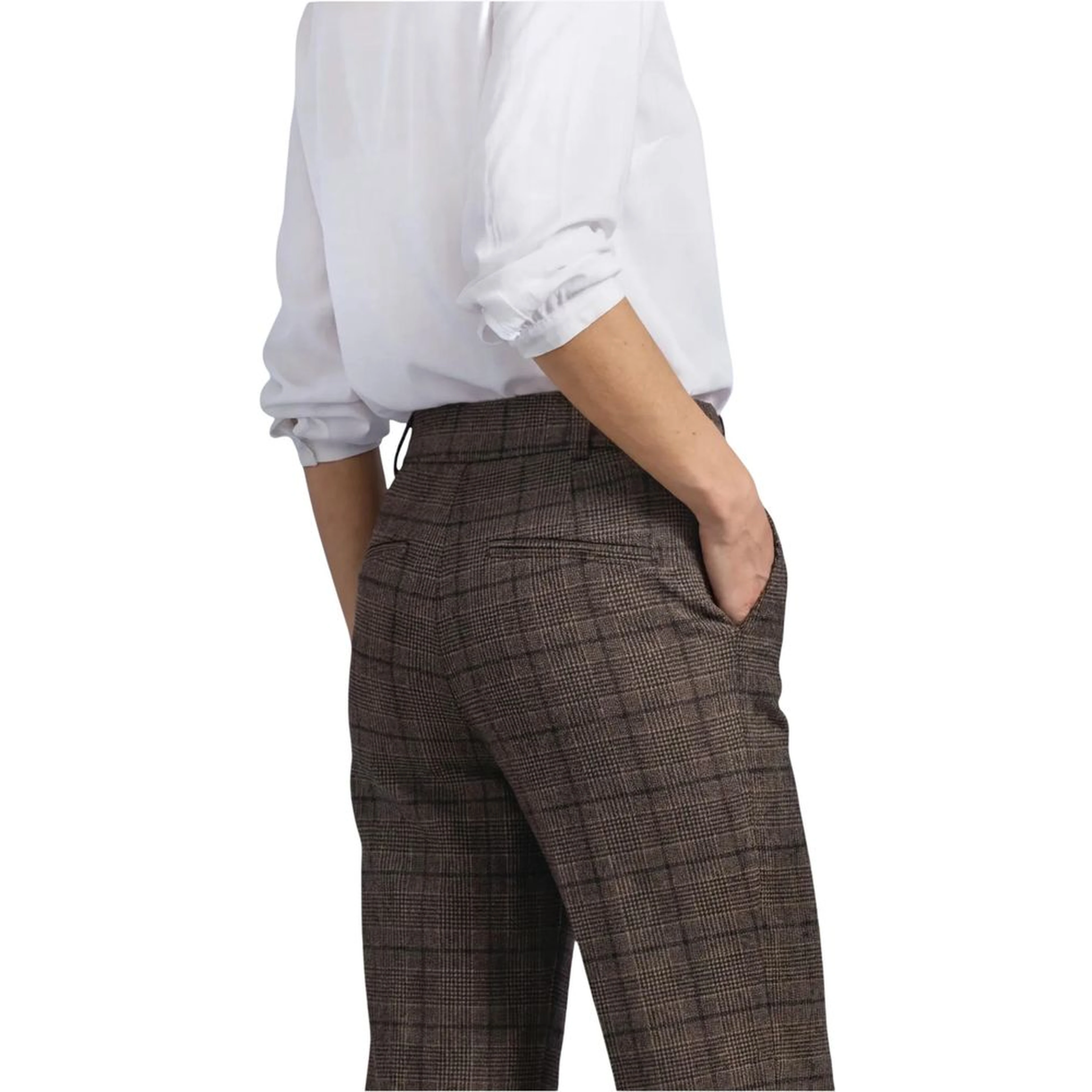 Brown Polyester Casual Pants