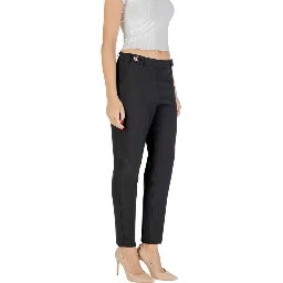 Black Recycled Polyester Casual Pants