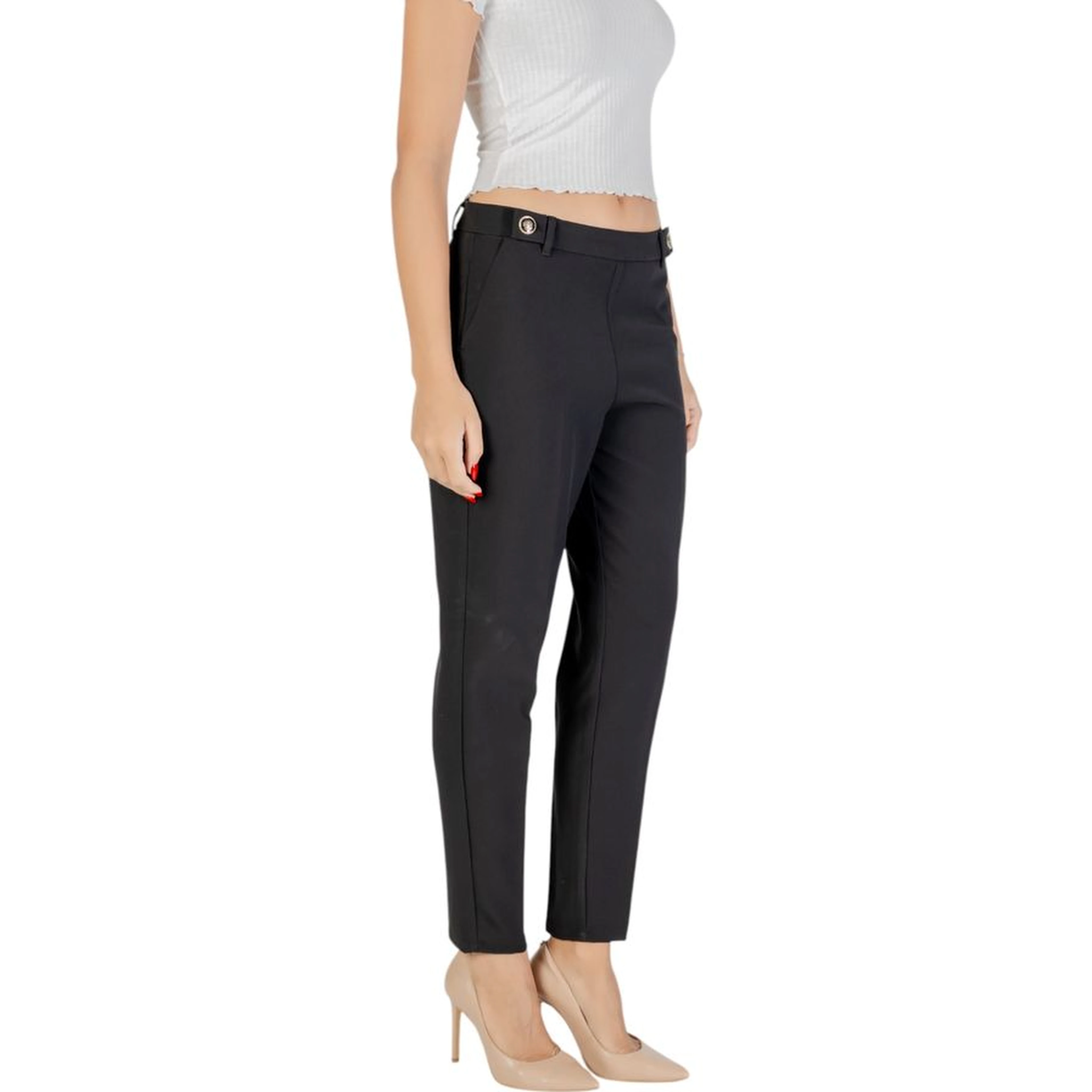 Black Recycled Polyester Casual Pants