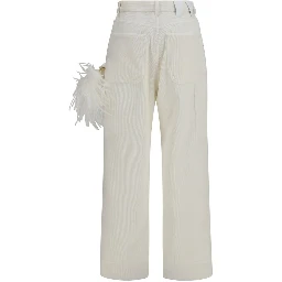 White Cotton Casual Pants