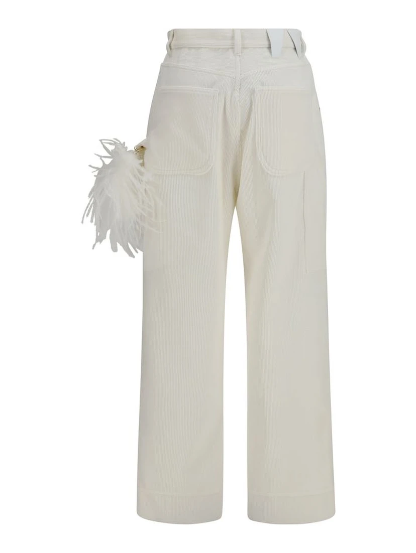 White Cotton Casual Pants