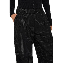 Black Recycled Polyester Casual Pants