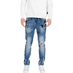 Blue Cotton Skinny Jeans