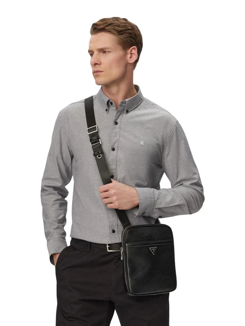Black Polyethylene Messenger Bag