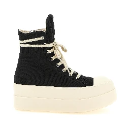 Black Cotton Platform Sneakers