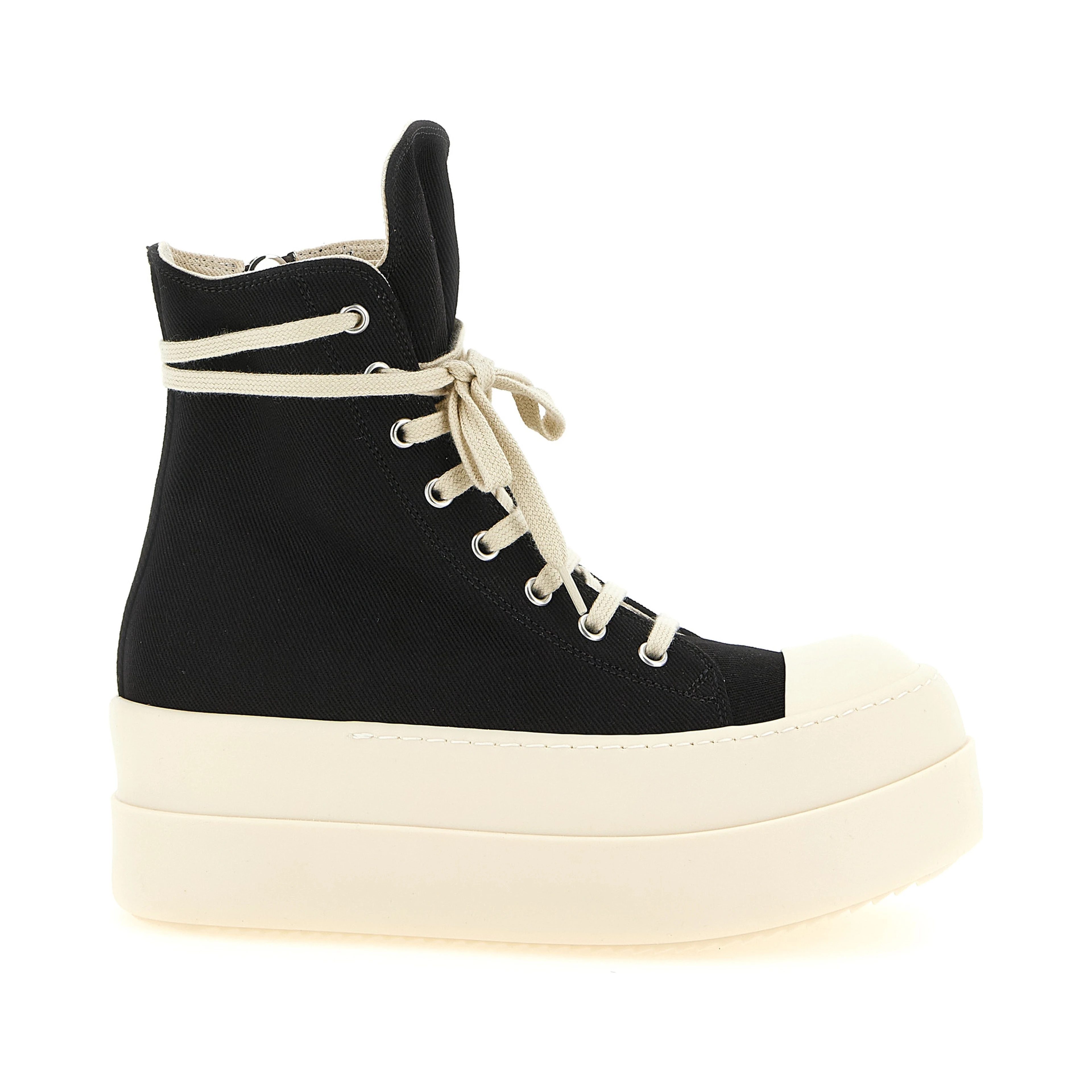Black Cotton Platform Sneakers