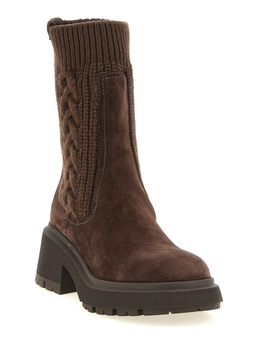 Brown Lamb Leather Ankle Boots