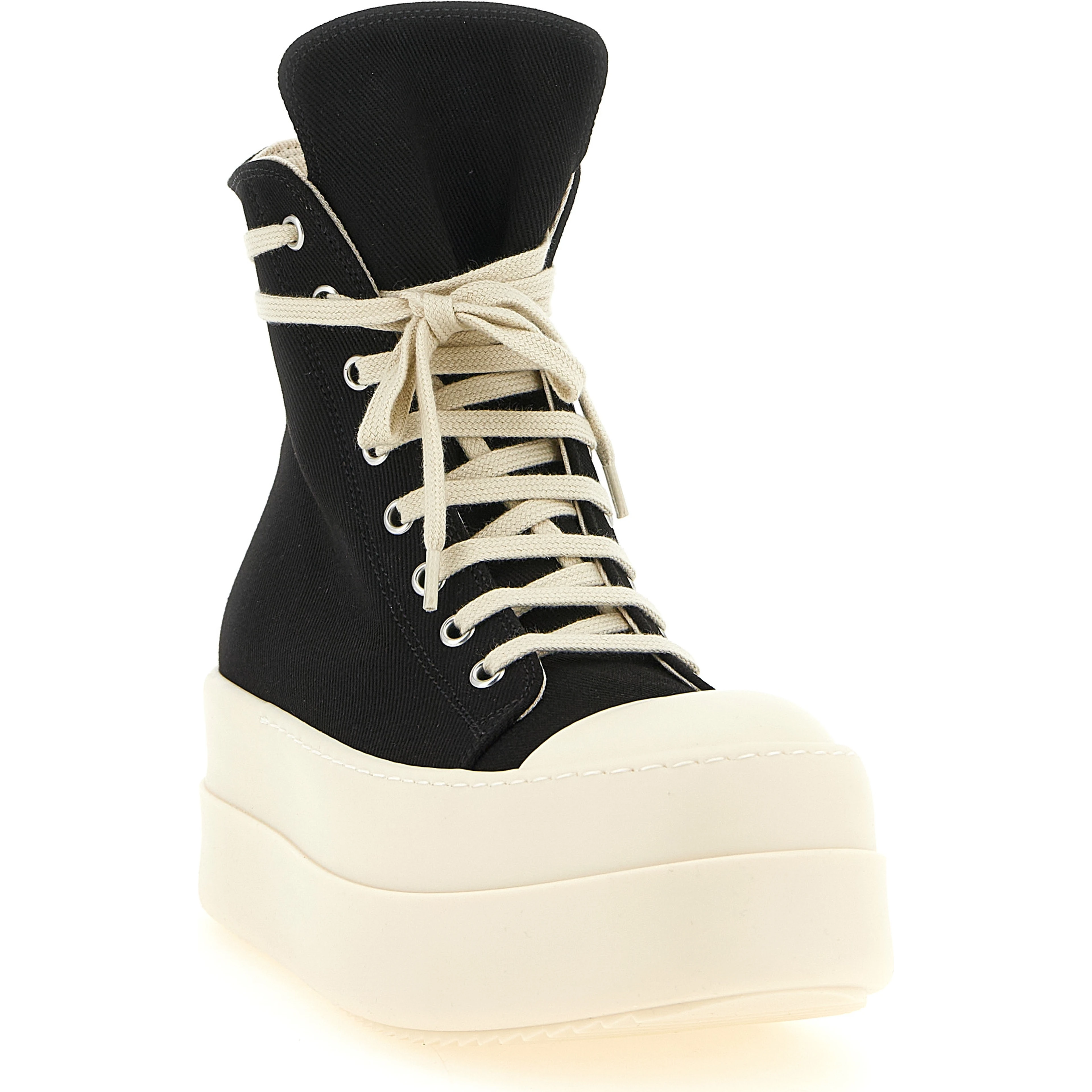 Black Cotton Platform Sneakers
