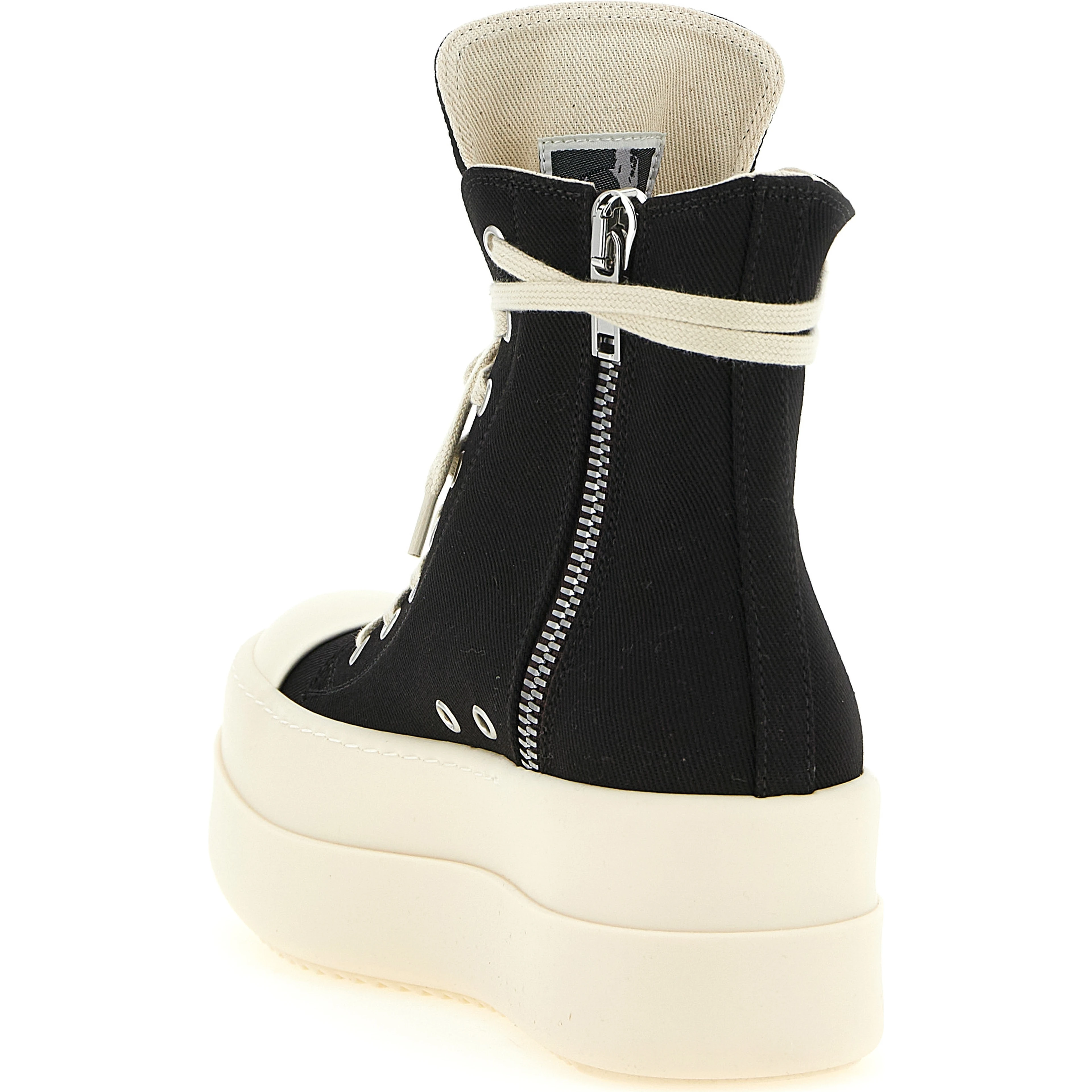 Black Cotton Platform Sneakers