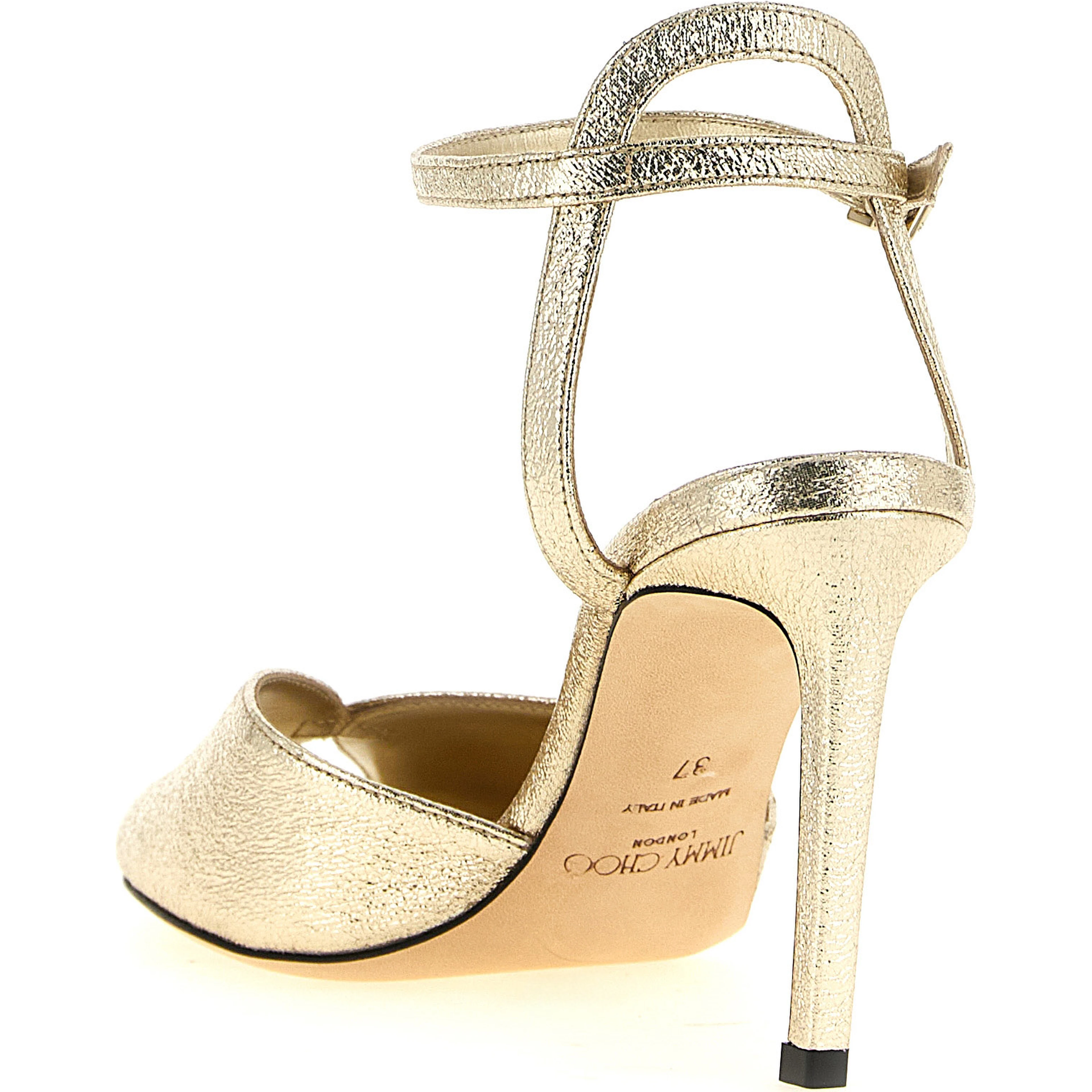 Gold Goatskin Stiletto Heel Sandals