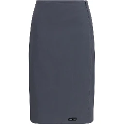 Gray Cotton Midi Skirt