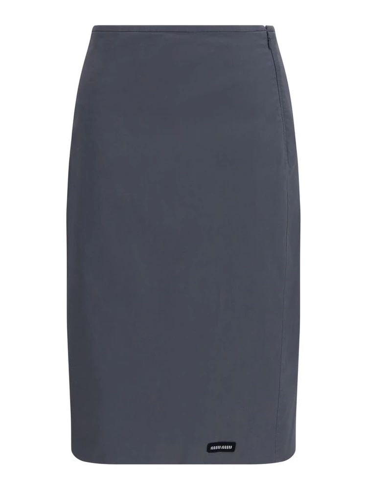Gray Cotton Midi Skirt