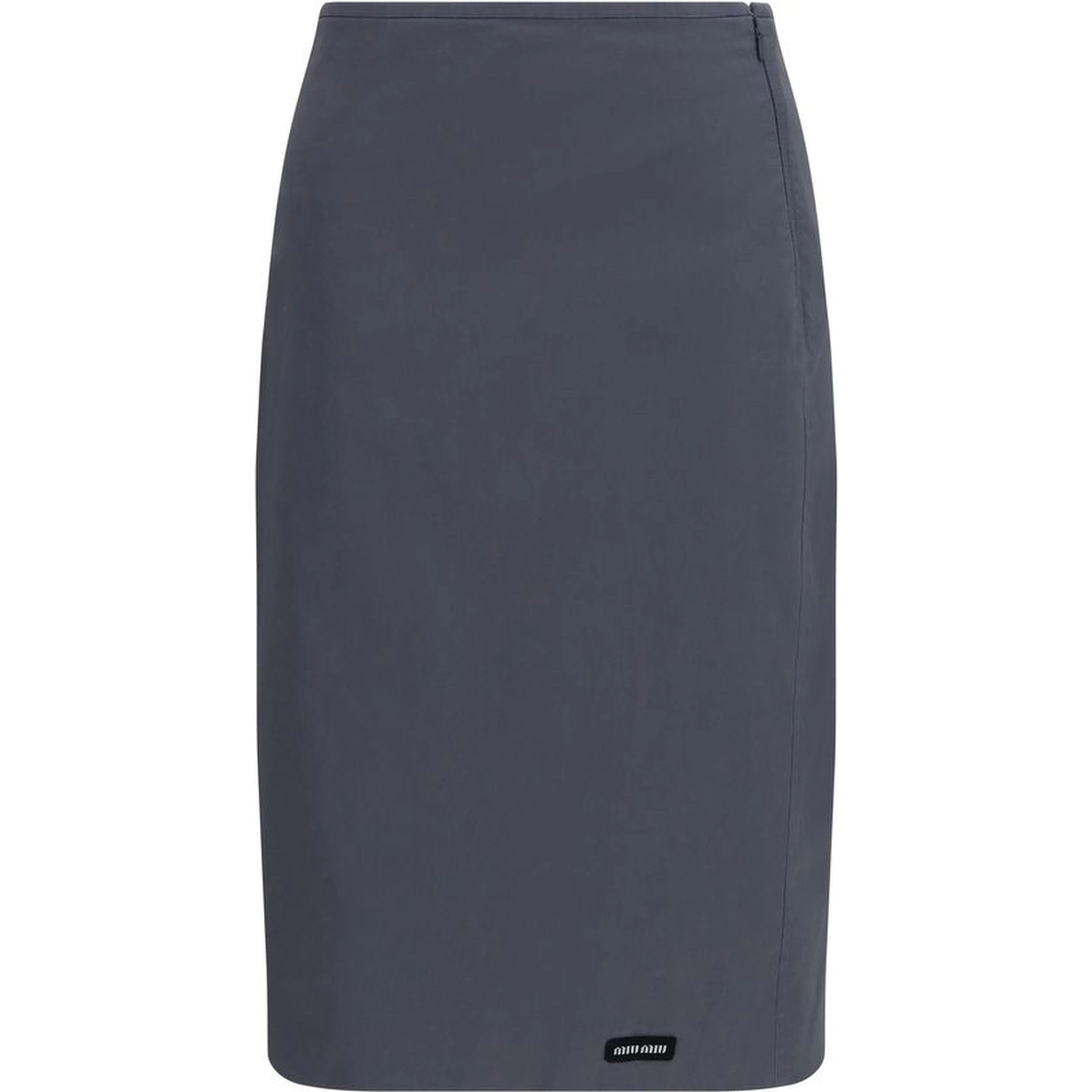 Gray Cotton Midi Skirt
